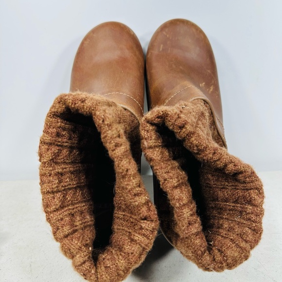 Brown Leather Clog Boots with Knit Cuff size 39-8 new - Picture 5 of 6